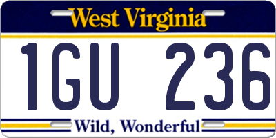 WV license plate 1GU236