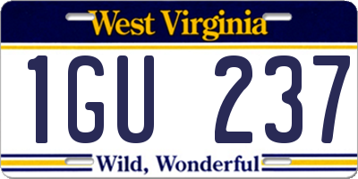WV license plate 1GU237