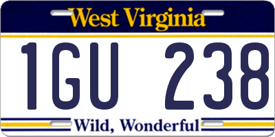 WV license plate 1GU238