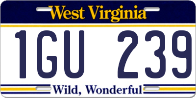 WV license plate 1GU239