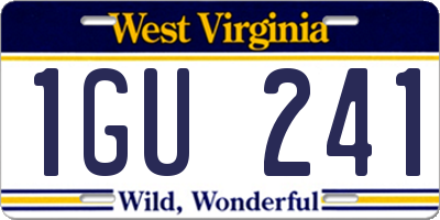 WV license plate 1GU241