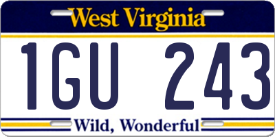 WV license plate 1GU243