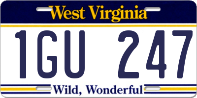 WV license plate 1GU247