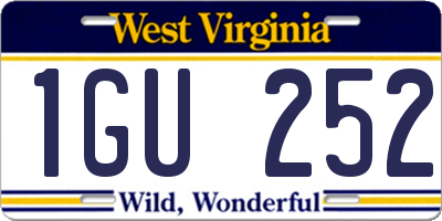 WV license plate 1GU252
