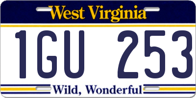 WV license plate 1GU253