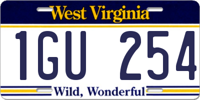 WV license plate 1GU254