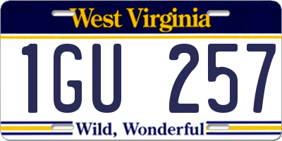 WV license plate 1GU257