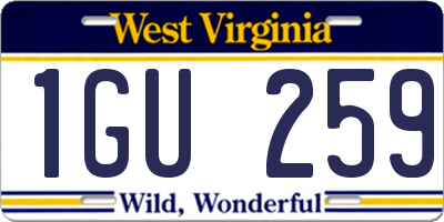 WV license plate 1GU259
