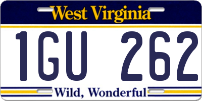 WV license plate 1GU262