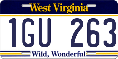 WV license plate 1GU263