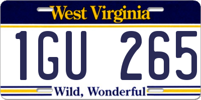 WV license plate 1GU265