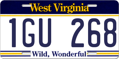 WV license plate 1GU268