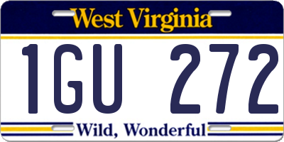 WV license plate 1GU272