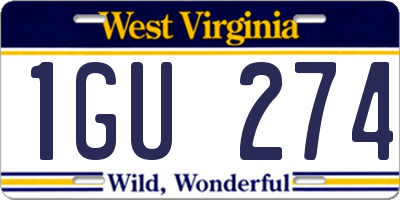 WV license plate 1GU274