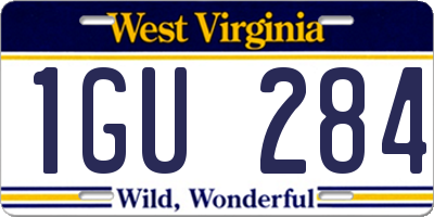 WV license plate 1GU284
