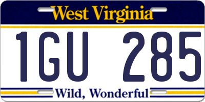 WV license plate 1GU285