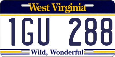 WV license plate 1GU288