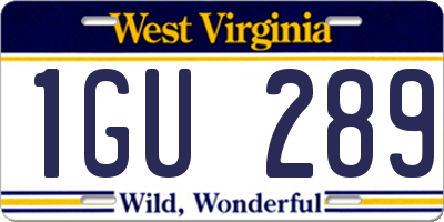 WV license plate 1GU289