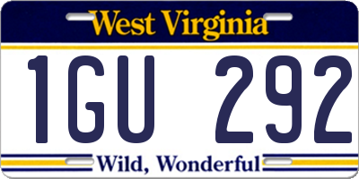 WV license plate 1GU292