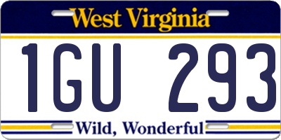 WV license plate 1GU293