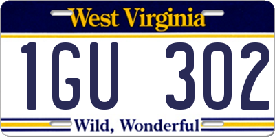 WV license plate 1GU302