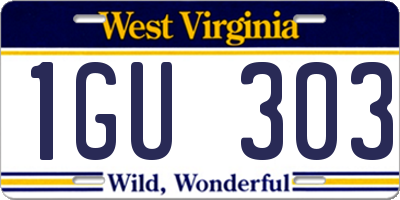 WV license plate 1GU303