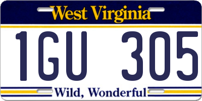 WV license plate 1GU305