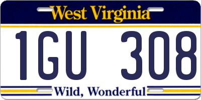 WV license plate 1GU308