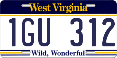 WV license plate 1GU312