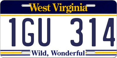 WV license plate 1GU314