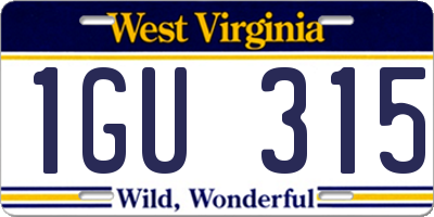 WV license plate 1GU315