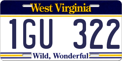WV license plate 1GU322