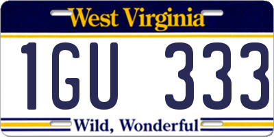 WV license plate 1GU333
