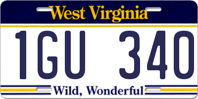 WV license plate 1GU340