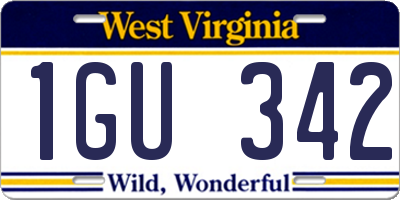 WV license plate 1GU342