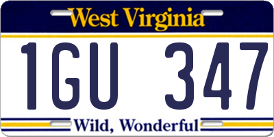 WV license plate 1GU347