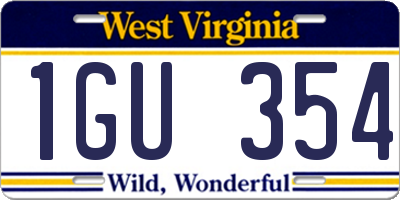 WV license plate 1GU354