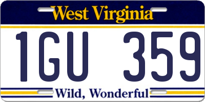 WV license plate 1GU359