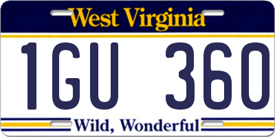 WV license plate 1GU360