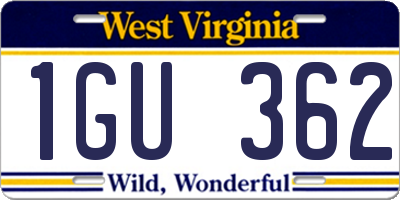 WV license plate 1GU362