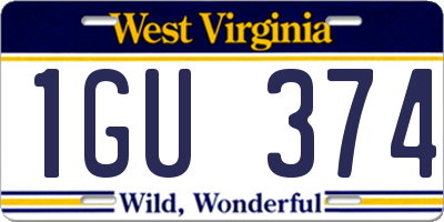 WV license plate 1GU374