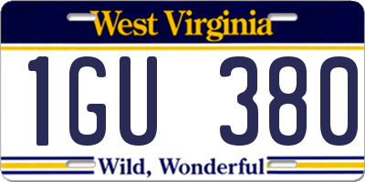 WV license plate 1GU380