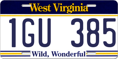 WV license plate 1GU385