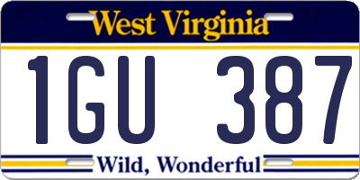 WV license plate 1GU387