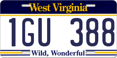 WV license plate 1GU388