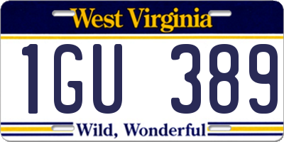 WV license plate 1GU389