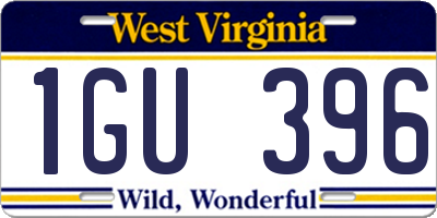 WV license plate 1GU396