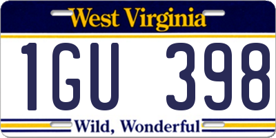 WV license plate 1GU398