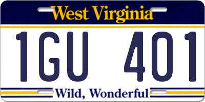 WV license plate 1GU401