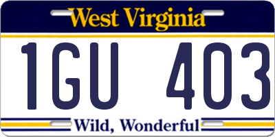 WV license plate 1GU403